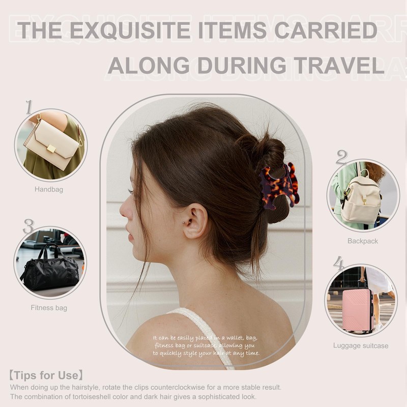 Premium durable acetate butterfly hair clips, 4 Pack. Medium Size