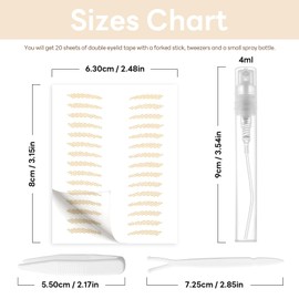 Ultra-Thin Invisible Lace Eyelid Tape 600 Count - Waterproof Double Eyelid Lifter Strips for Hooded/Droopy/Monolid Eyes Instant & Long-Lasting Eye Lift Stickers 20 Sheets Lace Pearl Base 15s Size