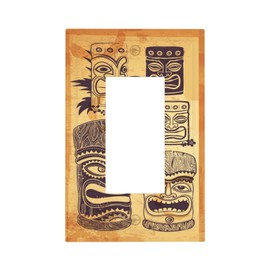 Funny Hawaiian Kahuna Tiki 1-Gang Rocker /5 x 3 IN decorator Light Switch Cover Plate Decorative GFCI Electric Switchplate Faceplate