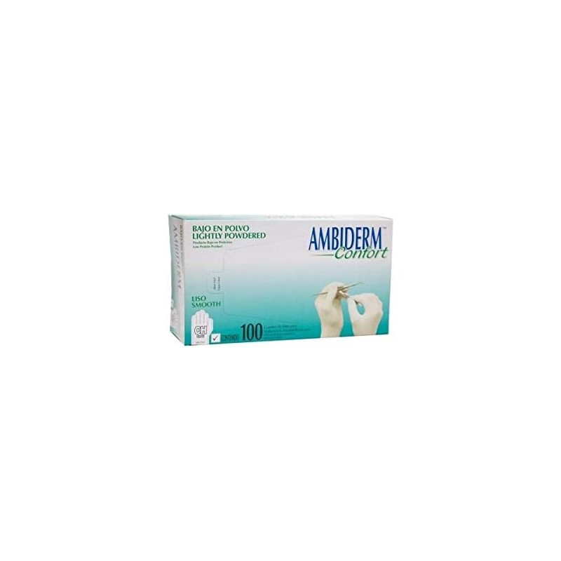 Guante de Latex Ambiderm Confort, caja con 100 guantes desechables,