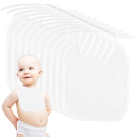 ALAHUGYEF Baby Bibs for Painting, Pack of 12 Baby Bibs White for Painting, Cotton Waterproof White Bibs Painting, Gift for Baby Shower Party, for Girls/Boys, White