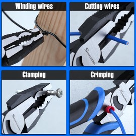 SPEEDWOX 8 Inch Multi Tool Pliers, Multipurpose Lineman Pliers, Combination Pliers with Wire Cutter and Crimping Pliers, Serrated Jaws, Screw Extractor and Screw Removal Tool
