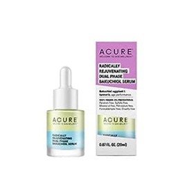 Acure Radically Rejuvenating Dual Phase Bakuchiol Serum - Anti-Aging & Soothing Skin Support - All Natural Made with Eggplant, Turmeric & Bakuchiol - Vegan Skin Care, Hydrates & Defends - 0.67 oz