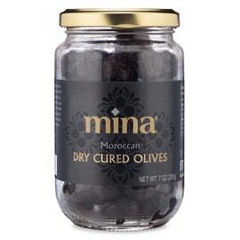 Mina Dry Cured Black Beldi Olives, Premium Handpicked and Naturally Cured in Morocco - Gluten Free, Low Carb, Vegan - Great Keto Snacks to Go, 7 oz