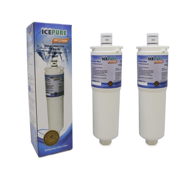 2 x IcePure RFC2700A Fridge Water Filter Compatible with Siemens, Bosch, NEFF CS52 Fridge Water Filters