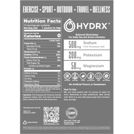 HYDRX Polvo De Electrolitos Sin Azúcar: Bebida De Hidratación Limpia Y Equilibrada Con Electrolitos Esenciales, Sabor A Uva, 15 Sobres