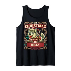 Husky My Christmas Spirit Dog Santa Claus Elf Reindeer Tank Top