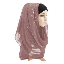 ANKOMINA Women Soft Chiffon Rhinestone Long Scarf Shawl Fashion Muslim Hijab Head Wrap Scarves