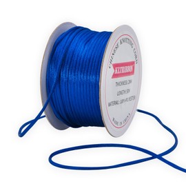 KLTRIBBON 2mm Rattail Cord String Royal Blue - 50 Meters Chinese Knotting Cord Rat Tail Silk Thread for Bracelet Necklace Jewelry Making Macrame Trim