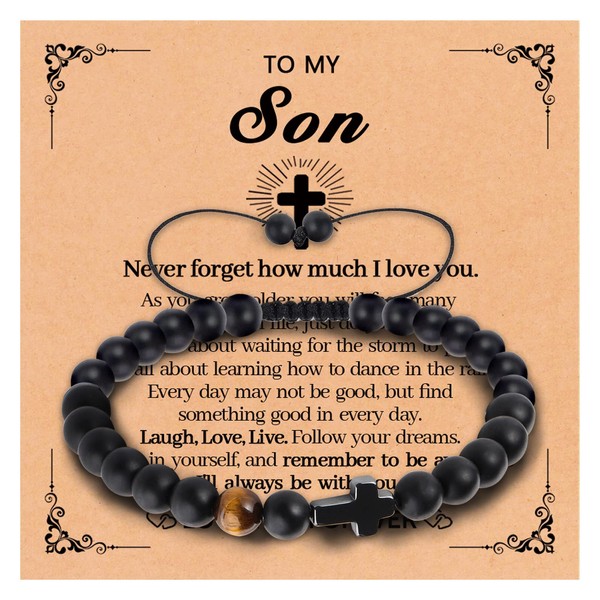 GLLBTPT Cross Bracelet for Son/Grandson/Dad/Nephew/Boyfriend/Godfather Gifts,Baptism Cross Bracelet Gift for