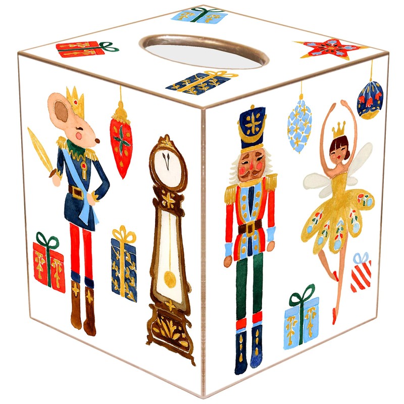 Black Christmas Nutcracker Suite Paper Mache Tissue Box Cover