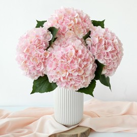 SUMTIPHUN 4 Pcs Pink Hydrangeas Artificial Flowers, 20 inches Large Lifelike Faux Silk Flowers, Full Artificial Hydrangeas for Wedding Home Party Decor Baby Shower Table Centerpiece