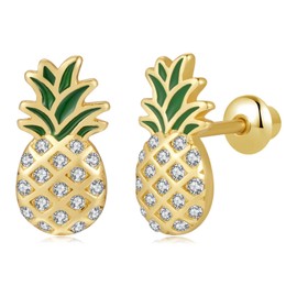 Pineapple Hypoallergenic Screw Back Earrings for Girls,925 Sterling Silver Stud Earrings Jewelry Gifts for Girls Teens Women Daughter