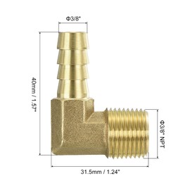 QUARKZMAN Brass Hose Barb Angle Fitting 2 Pieces 3/8 Inch Barb x 3/8 Inch NPT Male 90 Degree Brass Hose Barb Pipe Fitting for Water Fuel Air