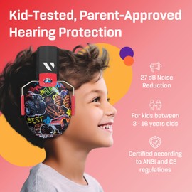 Vanderfields Kids Ear Defenders Children, Age 3-16, Certified UKCA 27dB, Adjustable Size, Noise Cancelling Headphones Kids, Sensory Headphones Autism, Ear Defenders for Toddler, Boys, Girls, School
