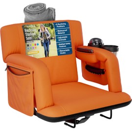 Reclining Stadium Seats for Bleachers with Back Support – Wide Bleacher Chair Cushion, Armrests, Large Pockets, and Multiple Safety Features – Best Stadium Seat Chairs for Camping, Kayak Backs & More