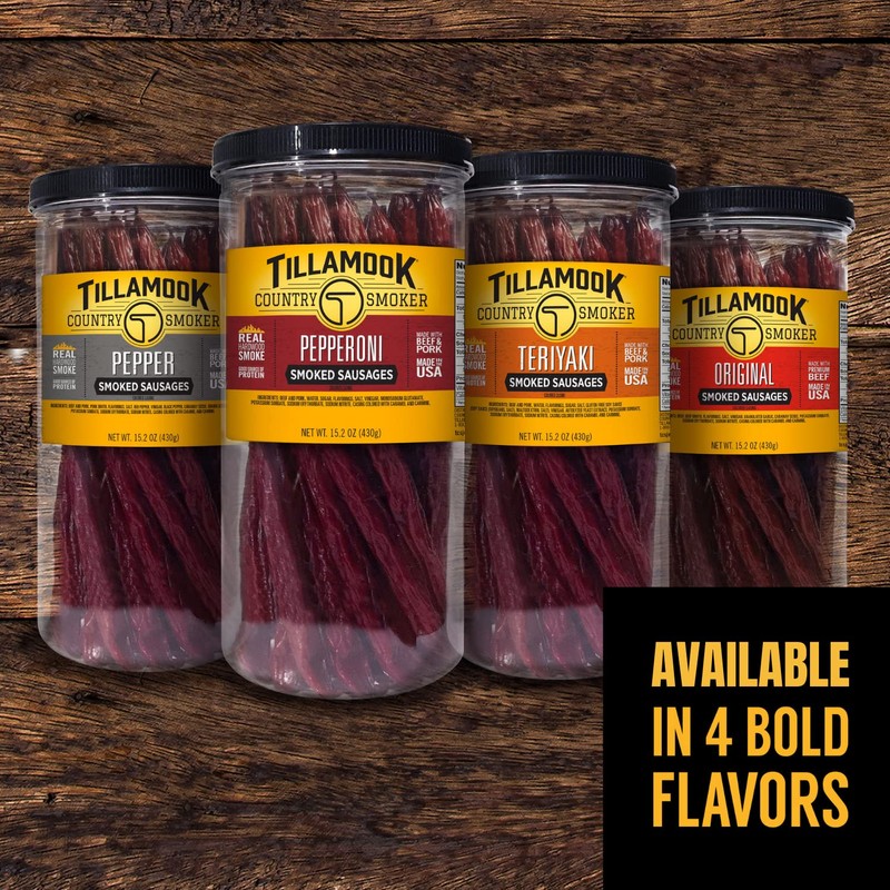 Tillamook Country Smoker Real Hardwood Smoked Sausages, Original Beef, 15.2