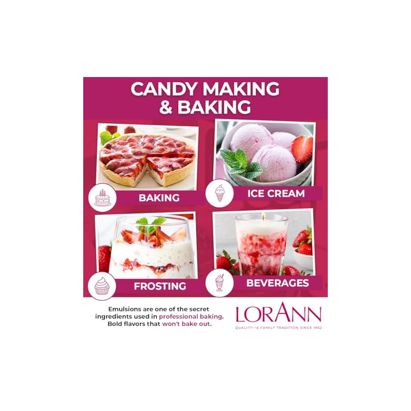 LorAnn Strawberry Emulsion, NAC, 4 ounce bottle