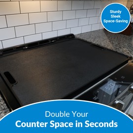 More Counter Space Stove Top Stove Burner Covers | Countertop 19x27 Large Cutting Board Kitchen Accessories for More Kitchen Space | Sturdy & Easy to Clean Serving Tray with Handles (Black Legless)