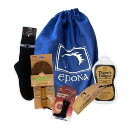 Epona Ultimate Collection | Horse Love Valentine's Day Gift | The Queens Brush | Shed Express | Tigers Tongue Groom | Smooth Finish Sox (Blue) | Mighty Muck Pick | Bonus Backpack