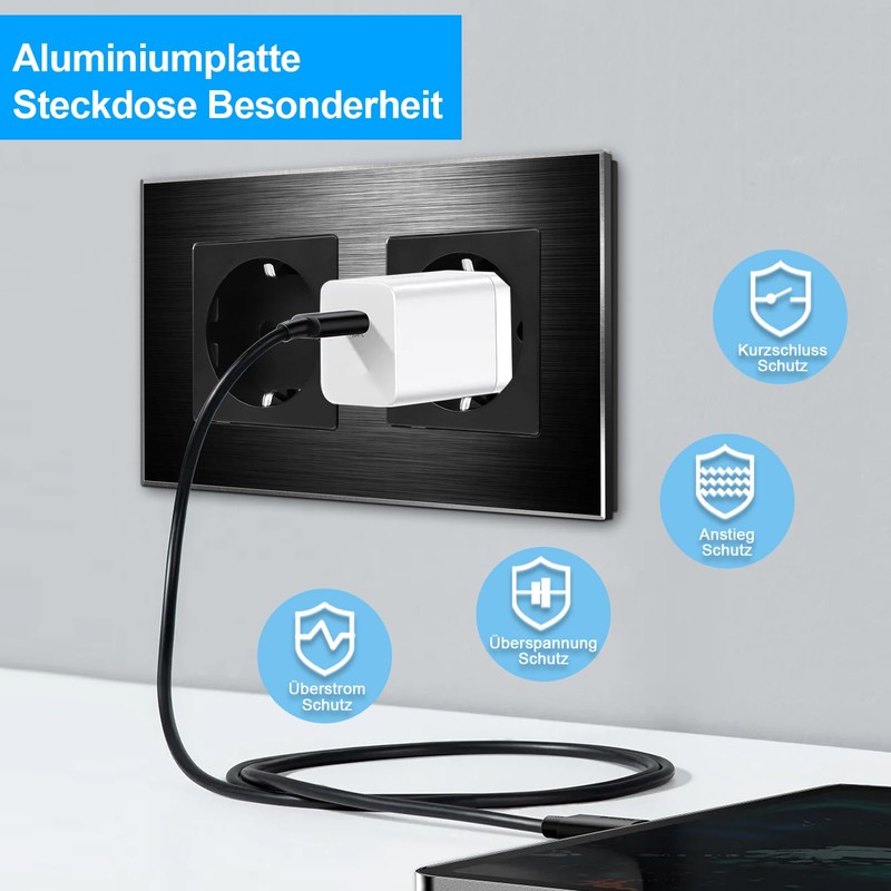 CNBINGO Aluminium Schuko Socket Flush-Mounted, Protective Contact Installation Wall Socket