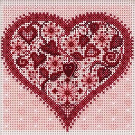 Valentine Heart Beaded Counted Cross Stitch Kit Mill Hill 2019 Buttons & Beads Spring MH141912