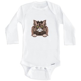 Really Awesome Shirts Selkirk Rex Cat Popping Up Fun Selkirk Rex Kitten Baby Bodysuit (Long Sleeve), 3-6 Months White
