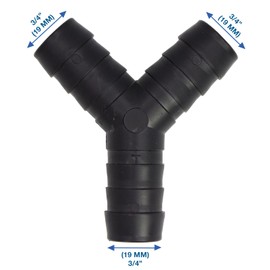 VARIOSAN 11152 2-Way Y-Splitter 3/4 Inch (19 mm) for Drain Hoses, Includes Hose Clamps