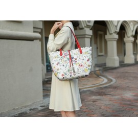 MKF Collection Tote & Pouch Bag for Women-Vegan Leather Designer Handbag -Shoulder Strap Messenger Purse 2Pcs set White Blush