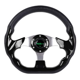 RASTP D Shape Golf Cart Steering Wheel Universal 12.6 inch Fit For EZGO RXV & TXT, Club Car DS, Club Car Precedent Tempo, Yamaha(Black)