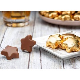 Madelaine Chocolate Gold Stars - Christmas Candy Party Favors - 24 Milk Chocolate Candy Individually Wrapped In Gold Foil for Party Decorations 8 Oz Bag