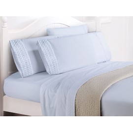 Elegant Comfort Luxury Soft Coziest 4-Piece Bed Sheet Set 1500 Thread Count Egyptian Quality Wrinkle Resistant Beautiful Quilted Design on Flat Sheet and Pillowcases, King, White