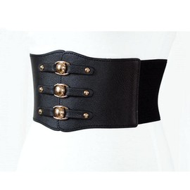 Diyafas Women's Elastic Dress Belt Wide Belt Women Waist Belt Corset, black