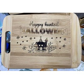 Kitchen Cutting Board Engraved - 13.5" x 9" - Bamboo - Chopping Board (Happy hunted)