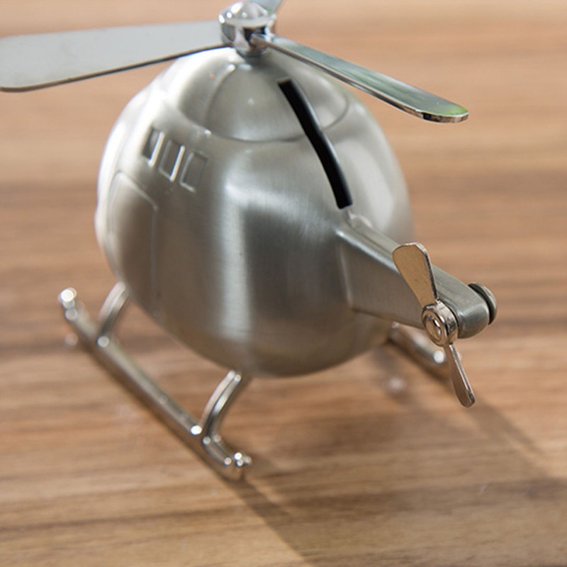 Helicopter Coin Bank Decorative Metal Money Saving Bank Coin Jar