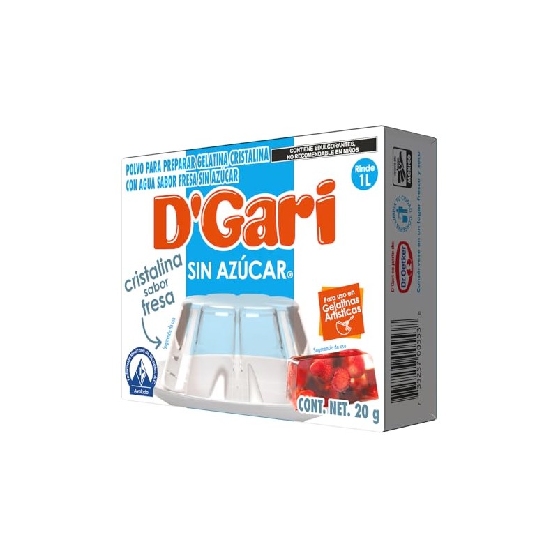 DGari Polvo para preparar gelatina con agua Sin Azúcar sabor
