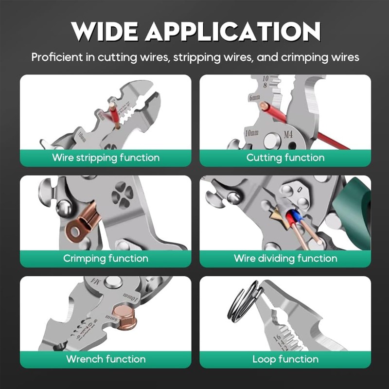 Zalizr 18 in 1 Foldable Wire Stripper, Multifunctional Electrical Pliers