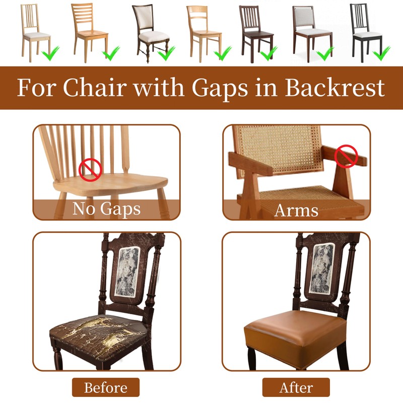 WUSOUPU Leather Seat Covers for Dining Room Chairs Set of
