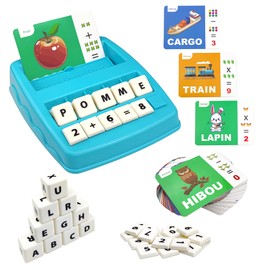 French Spelling Game, Montessori Toy from 3 4 5 Years French Learning Games Children's Toy with 64 Flash Cards Educational Toy for Preschool Language Learning Gift First Day at School