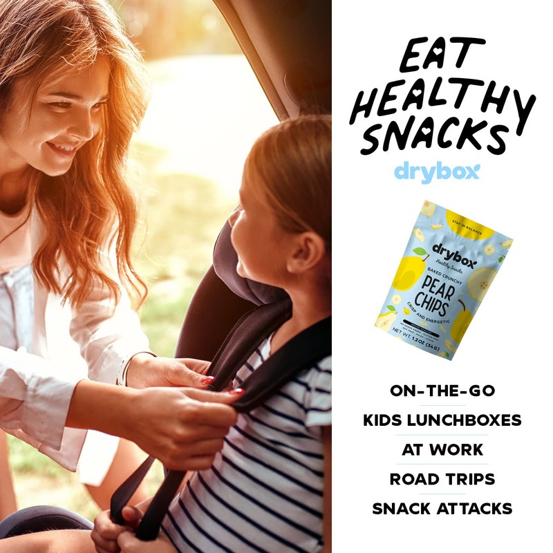 Drybox Pear Chips, 14 Pack Unsweetened Pear Fruit Crisps, No