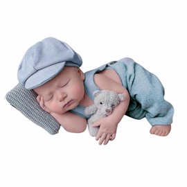Ylsteed Newborn Boy Photoshoot Outfits 2Pcs Newborn Photography Outfits Girl Baby Photography Props Newborn Gentleman Suit Photography Outfits Boy Suspender Pants with Beret 0-3 months (Coffee Color)