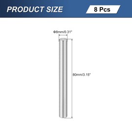 sourcing map 4Pcs M8 x 80mm 304 Stainless Steel Dowel Pin, Cylindrical Shelf Support Peg Pin Parallel Pin Fastener for Mechanical Manufacturing, Industry, Furniture Installation, Silver