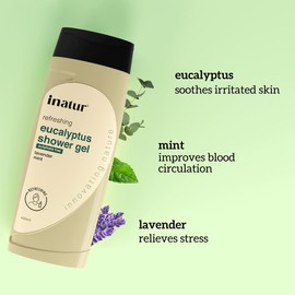 inatur Eucalyptus Shower Gel| For Gentle Cleansing, Refreshing Experience| with Mint and Lavender| For All Skin Types| 400ml