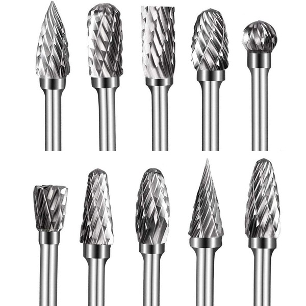 Double Cut Tungsten Carbide Carving Bits for Rotary Tool, 10