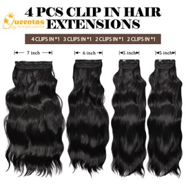 QUEENTAS Clip in Extensions, 4PCS 55cm Haarverlängerung Synthetik Curly Hair Extensions Clip in Braun (200g Braun)