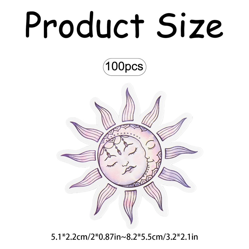 Luckious 100 PCS Iridescent Magic Moon Graffiti Stickers Waterproof Decorative