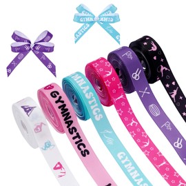 Pineraap 6 Rolls 30 Yards Gymnastics Ribbon, 5/8 Inch Gymnastics Grosgrain Ribbon Sport Craft Ribbons for Hair Bow Wreath Making Gift Wrapping Party Decor Gymnast Accessories