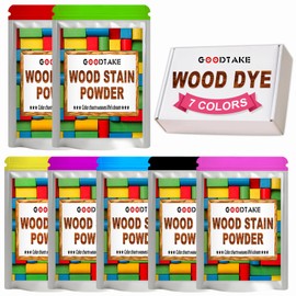 GOODTAKE 7 Colors Wood Stain Powder, Wood Dye Stain Powder That Makes Vibrant Wood, Premium Fast Dry Wood Stain Powder for Crafts, Multiple Finishes - for Indoor Outdoor Wooden (7 Colors)