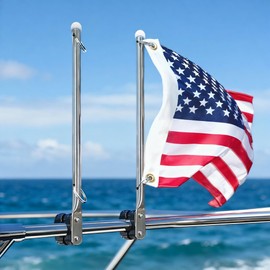 Pebbly Beach 2 PCS Boat Flag Pole Kit Universal, with Small American Flag