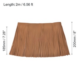 uxcell 2 Yards 8 Inch PU Faux Leather Fringe Trim Double Side Leather Sewing Tassel Fringe for DIY Sewing Dress Crafts Skirt Decoration, Brown